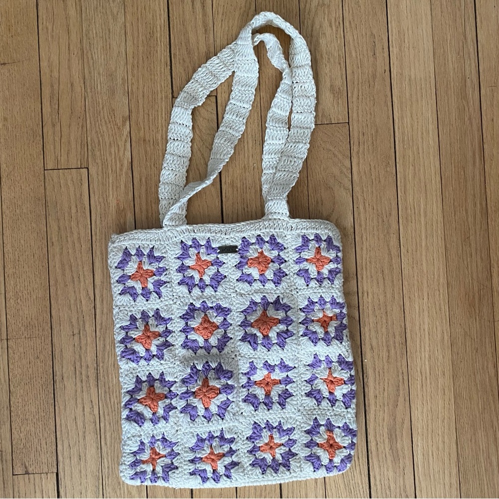 Roxy Boho Beach Crocheted Bag Crossbody Grandmacore Beach Holiday Vacation Knit